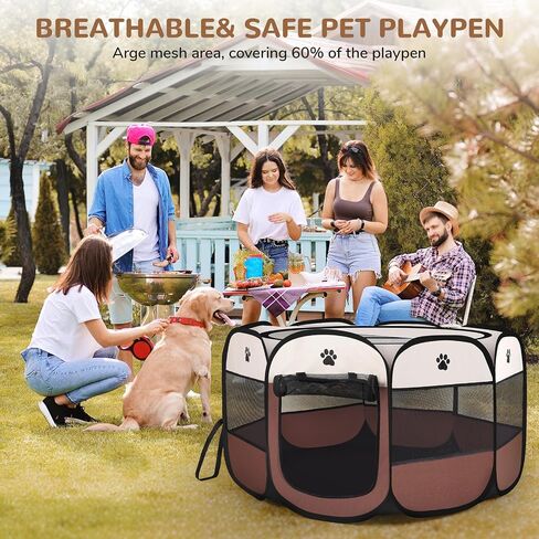 Pop-up Playpen for Puppy, Portable and Foldable Exercise Kennel Tent Crate Indoor/Outdoor Travel Camping, Removable Zipper Top in Saudi Arabia