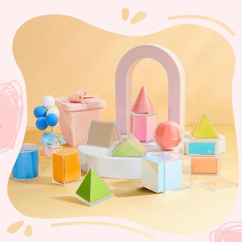 Faccito Set of 12 Folding Geometric Shapes 2D 3D Geometric Solids Early Math Multicolored Shapes Manipulatives and Geometry Set for Kids Math Teacher Aids Supplies in Saudi Arabia