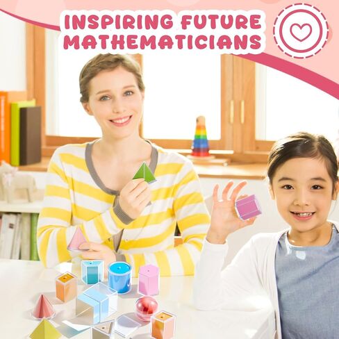 Faccito Set of 12 Folding Geometric Shapes 2D 3D Geometric Solids Early Math Multicolored Shapes Manipulatives and Geometry Set for Kids Math Teacher Aids Supplies in Saudi Arabia