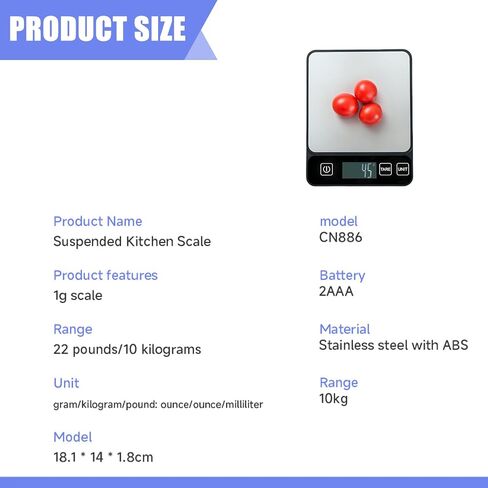 مقياس المطبخ متعدد الوحدات 10 كجم/22 رطل الخبز المقياس للخبز والطبخ مع وظيفة Tare وشاشة LCD المطبخ الرقمي in Saudi Arabia