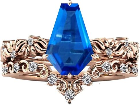1 CT Antique Blue Sapphire Handmade Engagement Ring, Coffin Shaped Wedding Anniversary Ring Set for Women, Vintage Style Solitaire Design, Promise Gifts for Her in Saudi Arabia