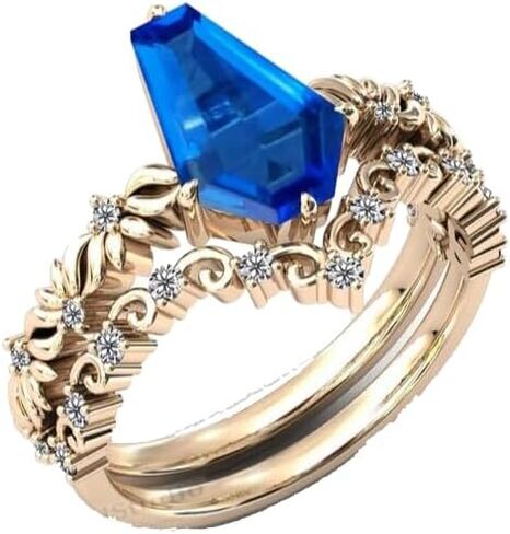 1 CT Antique Blue Sapphire Handmade Engagement Ring, Coffin Shaped Wedding Anniversary Ring Set for Women, Vintage Style Solitaire Design, Promise Gifts for Her in Saudi Arabia