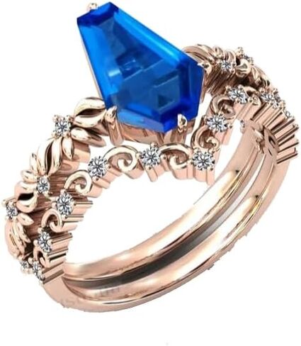 1 CT Antique Blue Sapphire Handmade Engagement Ring, Coffin Shaped Wedding Anniversary Ring Set for Women, Vintage Style Solitaire Design, Promise Gifts for Her in Saudi Arabia