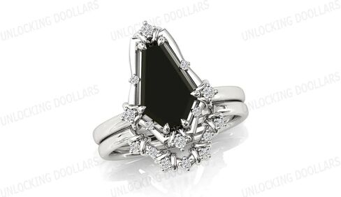 Art Deco Coffin على شكل 2 CT أسود أونكس خاتم الخطوبة مجموعة 14K الذهب الأسود أونكس خاتم الزواج مجموعة خمر الأسود أونيكس 2 قطعة خاتم الزفاف للنساء اقتراح/الذكرى/الوعد مجموعة خاتم (5) in Saudi Arabia