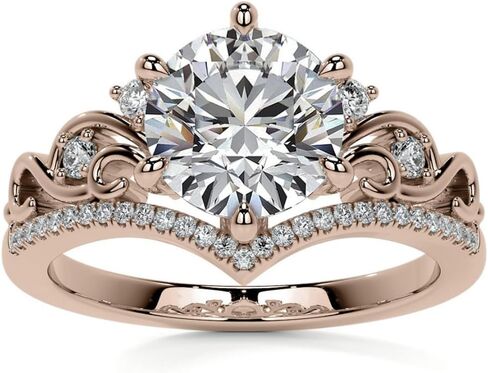 1CT-3CT Round Cut Ring Moissanite Bridal Ring مجموعة للنساء الحلقة المصنوعة يدويًا للسيدات ، وعدها (1.5 م ، وردة) in Saudi Arabia