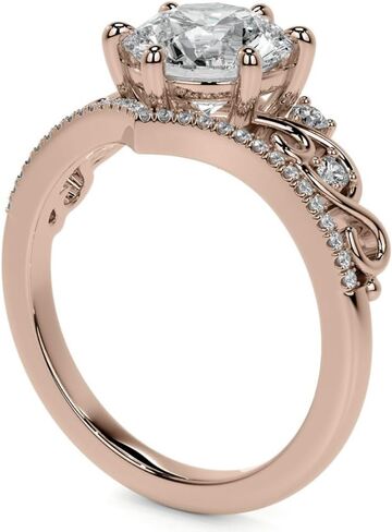 1CT-3CT Round Cut Ring Moissanite Bridal Ring مجموعة للنساء الحلقة المصنوعة يدويًا للسيدات ، وعدها (1.5 م ، وردة) in Saudi Arabia