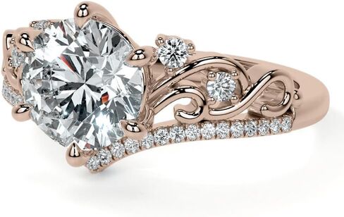 1CT-3CT Round Cut Ring Moissanite Bridal Ring مجموعة للنساء الحلقة المصنوعة يدويًا للسيدات ، وعدها (1.5 م ، وردة) in Saudi Arabia