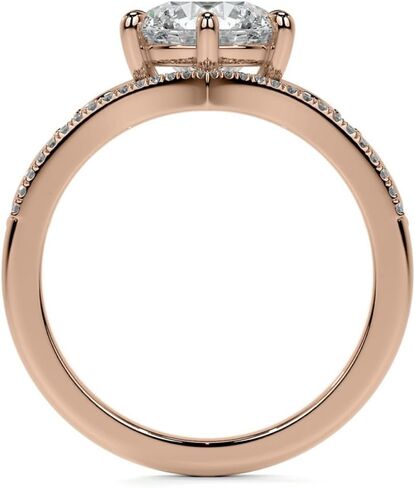1CT-3CT Round Cut Ring Moissanite Bridal Ring مجموعة للنساء الحلقة المصنوعة يدويًا للسيدات ، وعدها (1.5 م ، وردة) in Saudi Arabia