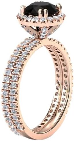 1CT-3CT Round Cut Black Diamond Wedding Ring Pave Halo Halo Black Onyx Bridal Ring for Women Promise Hig in Kuwait