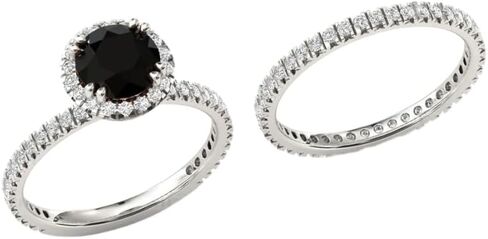 1CT-3CT Round Cut Black Diamond Wedding Ring Pave Halo Halo Black Onyx Bridal Ring for Women Promise Hig in Kuwait