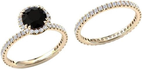 1CT-3CT Round Cut Black Diamond Wedding Ring Pave Halo Halo Black Onyx Bridal Ring for Women Promise Hig in Kuwait