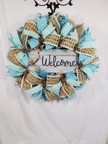 Beach Wreath,Door Decor,Front Door Wreath,Welcome Wreath,Porch Wreath,Outdoor Wreath,SpringWreath,Summer Wreath in Saudi Arabia