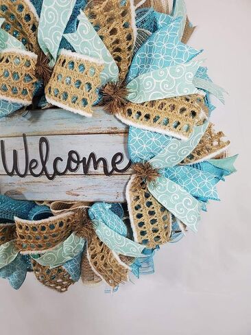 Beach Wreath,Door Decor,Front Door Wreath,Welcome Wreath,Porch Wreath,Outdoor Wreath,SpringWreath,Summer Wreath in Saudi Arabia