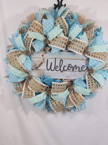 Beach Wreath,Door Decor,Front Door Wreath,Welcome Wreath,Porch Wreath,Outdoor Wreath,SpringWreath,Summer Wreath in Saudi Arabia
