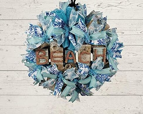Beach Wreath,Door Decor,Front Door Wreath,Welcome Wreath,Porch Wreath,Outdoor Wreath,SpringWreath,Summer Wreath in Saudi Arabia