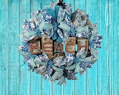 Beach Wreath,Door Decor,Front Door Wreath,Welcome Wreath,Porch Wreath,Outdoor Wreath,SpringWreath,Summer Wreath in Saudi Arabia