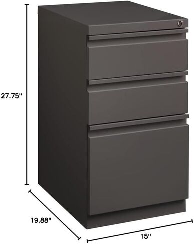BOWERY HILL 20" 3-Drawer Modern Metal Mobile Pedestal File Cabinet in Espresso in Saudi Arabia