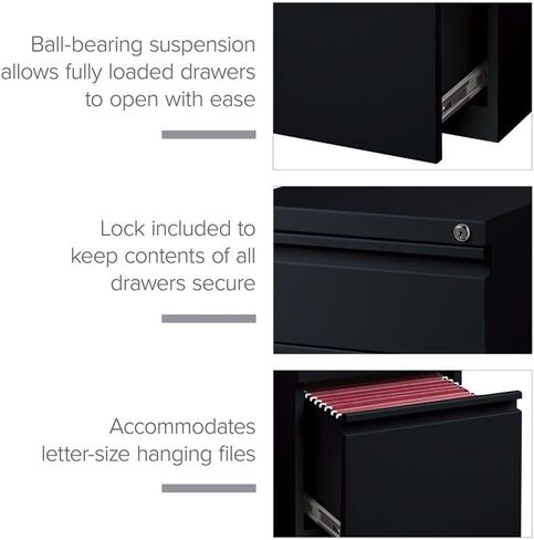 BOWERY HILL 20" 3-Drawer Modern Metal Mobile Pedestal File Cabinet in Espresso in Saudi Arabia