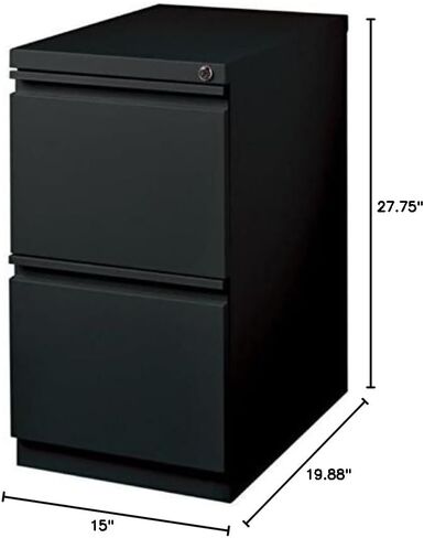 BOWERY HILL 20" 2-Drawer Modern Metal Mobile Pedestal File Cabinet in Black in Saudi Arabia