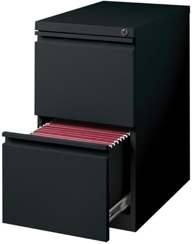 BOWERY HILL 20" 2-Drawer Modern Metal Mobile Pedestal File Cabinet in Black in Saudi Arabia