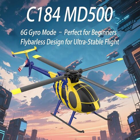 RC ERA C184 MD500 Remote Control Helicopter with Gyro & Optical Flow – 4CH Flybarless RC Helicopter with Altitude Hold, One-Key Takeoff, Outdoor Flying Toy for Adults & Beginners (1 Battery in Kuwait