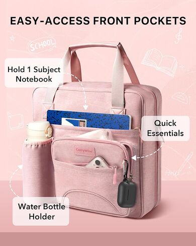 Upgraded 3 Rings Zipper Binder Organizer 3 Inch Zippered Binders with Strap Large Zip Up Portfolio Folder Bag with 9 Pockets Laptop Compartment for Office Travel, Pink in Kuwait