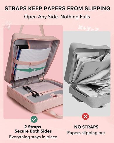 Upgraded 3 Rings Zipper Binder Organizer 3 Inch Zippered Binders with Strap Large Zip Up Portfolio Folder Bag with 9 Pockets Laptop Compartment for Office Travel, Pink in Kuwait