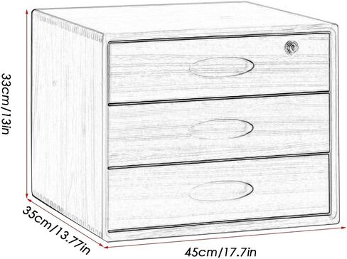 Desktop File Cabinet,Solid Wood Storage Box with Lock,Desk Drawers Organizer and Accessories(Wood,3 drawer) in Saudi Arabia