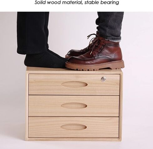 Desktop File Cabinet,Solid Wood Storage Box with Lock,Desk Drawers Organizer and Accessories(Wood,3 drawer) in Saudi Arabia