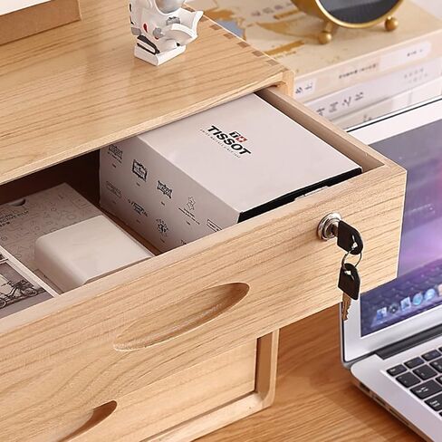 Desktop File Cabinet,Solid Wood Storage Box with Lock,Desk Drawers Organizer and Accessories(Wood,3 drawer) in Saudi Arabia