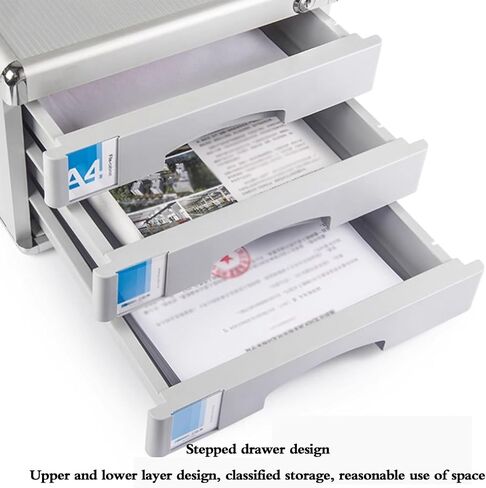 Desktop File Cabinets with Safety Lock Drawers - Lightweight Mobile Low Profile Storage for Office, Home, and Company Documents(4-Layers) (Grigio 5) in Saudi Arabia