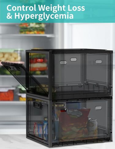 صندوق قفل - 11.9 × 9.3 × 7.6 بوصة، صندوق أمان طبي شفاف مع رمز آمن للأدوية، صندوق قابل للقفل للوجبات الخفيفة للثلاجة، صندوق قابل للقفل لخزانة تخزين المكتب/سجن الهاتف in Kuwait