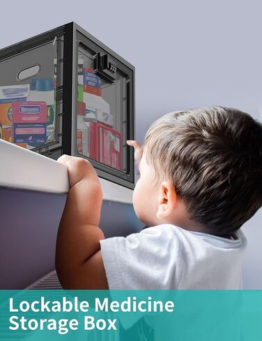 صندوق قفل - 11.9 × 9.3 × 7.6 بوصة، صندوق أمان طبي شفاف مع رمز آمن للأدوية، صندوق قابل للقفل للوجبات الخفيفة للثلاجة، صندوق قابل للقفل لخزانة تخزين المكتب/سجن الهاتف in Kuwait