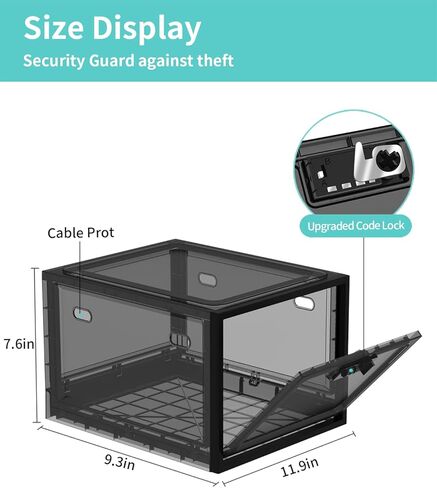 صندوق قفل - 11.9 × 9.3 × 7.6 بوصة، صندوق أمان طبي شفاف مع رمز آمن للأدوية، صندوق قابل للقفل للوجبات الخفيفة للثلاجة، صندوق قابل للقفل لخزانة تخزين المكتب/سجن الهاتف in Kuwait