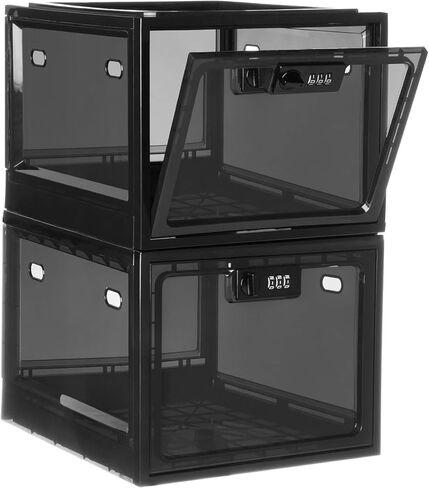 صندوق قفل - 11.9 × 9.3 × 7.6 بوصة، صندوق أمان طبي شفاف مع رمز آمن للأدوية، صندوق قابل للقفل للوجبات الخفيفة للثلاجة، صندوق قابل للقفل لخزانة تخزين المكتب/سجن الهاتف in Kuwait