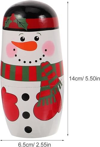 Magiclulu 5pcs عيد الميلاد دمى روسية الثلج Matryoshka الخشب تكديس دمى الصنع يدويًا لتزيين منزل عيد الميلاد (عائلة الثلج) in Saudi Arabia