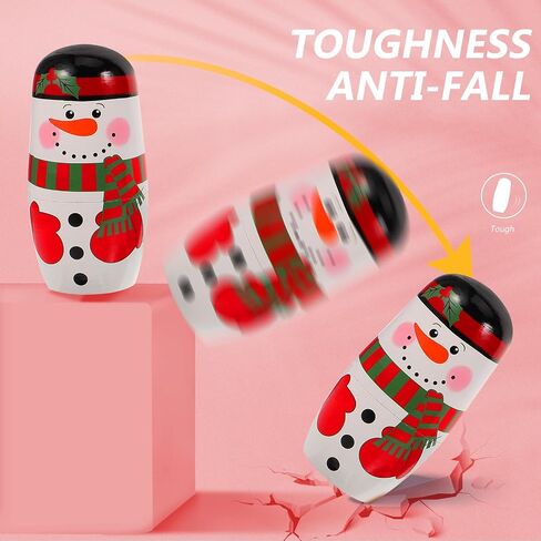 Magiclulu 5pcs عيد الميلاد دمى روسية الثلج Matryoshka الخشب تكديس دمى الصنع يدويًا لتزيين منزل عيد الميلاد (عائلة الثلج) in Saudi Arabia