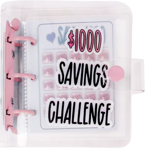 Money Saving Binder, $1000 Money Saving Challenge Binder, Reusable Budget Book with Cash Envelopes Pink in Saudi Arabia