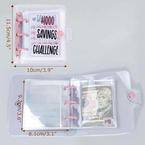 Money Saving Binder, $1000 Money Saving Challenge Binder, Reusable Budget Book with Cash Envelopes Pink in Saudi Arabia