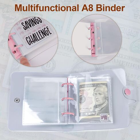 Money Saving Binder, $1000 Money Saving Challenge Binder, Reusable Budget Book with Cash Envelopes Pink in Saudi Arabia