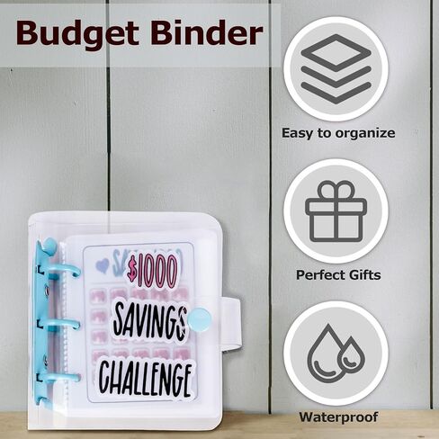 Money Saving Binder, $1000 Money Saving Challenge Binder, Reusable Budget Book with Cash Envelopes Pink in Saudi Arabia