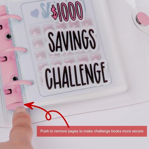 Money Saving Binder, $1000 Money Saving Challenge Binder, Reusable Budget Book with Cash Envelopes Pink in Saudi Arabia