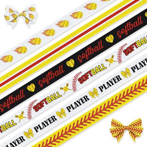 Estivaux 6 PCS Sports Basketball Ribbons for Crafting, 3/8" Width Grosgrain Ribbon Orange Basketball Softball Craft Ribbon Ball Game Ribbons for Sewing DIY Crafts Sports Team Party Decor Supplies in Saudi Arabia
