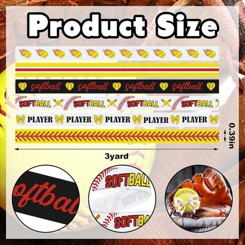 Estivaux 6 PCS Sports Basketball Ribbons for Crafting, 3/8" Width Grosgrain Ribbon Orange Basketball Softball Craft Ribbon Ball Game Ribbons for Sewing DIY Crafts Sports Team Party Decor Supplies in Saudi Arabia