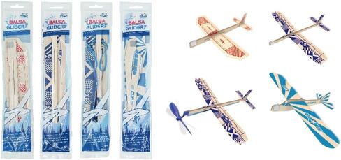 طقم الطائرات الخشبية البلسا - 4 حزمة الطراز الطائر والطائرات المطاطية الطائرات | لعبة في الهواء الطلق مجموعة للأطفال | الطائرات التعلم STEM | تجميع سهل لا حاجة الغراء in Kuwait