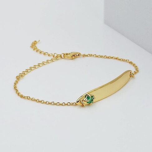 Custom Name Engraved Personalized bracelet genuine emerald stone solid 925 sterling silver may birthstone customized gift for her Uniquelan Jewelry (Emerald, yellow-gold-and-sterling-silver) in Kuwait
