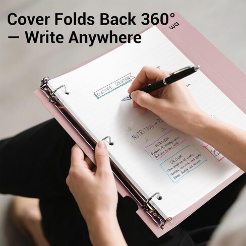 1 Inch 3 Ring Binder, D-Ring Binder Holds 250 Sheets, PP Cover with Writable Spine Label, Lay-Flat Design, Letter Size 8.5x11, Lightweight for School, Office & Home Organization, 1 Pack, Pink in Saudi Arabia