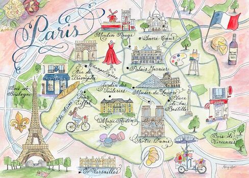 تصاميم Robyn Love Watercolor Paris ، خريطة فرنسا ، طباعة فاخرة (5 × 7 بوصات) in Saudi Arabia