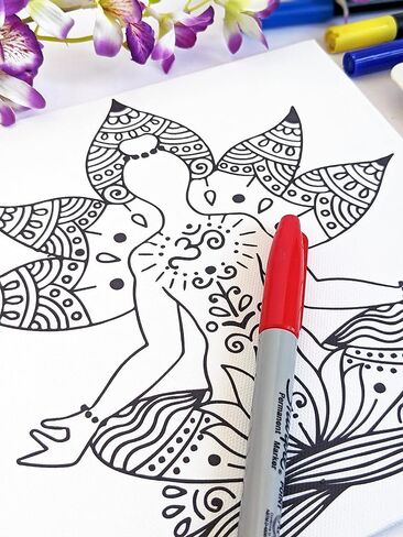 قماش اليوغا قبل العلامات للبالغين | قماشية مميزة مسبقة المطبوعة | تمدد قماش مقاس للون | Paint & Sip Party ، حفلة الطلاء ، مجموعة DIY | قماشية مسبقة مميزة | 8 × 8 بوصات in Saudi Arabia