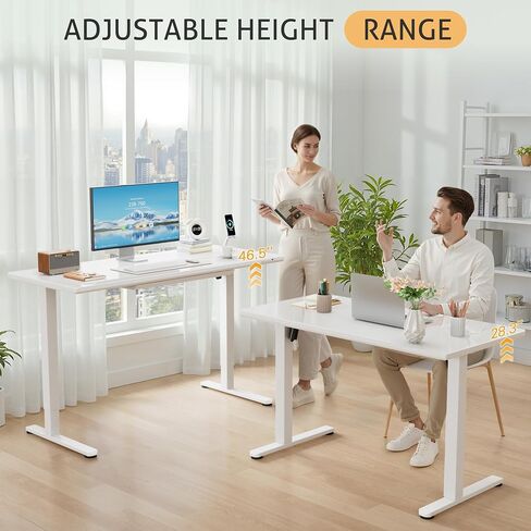 Furmax Glass Standing Desk with Drawers, 55 x 28 Inch Electric Adjustable Home Office Sit Stand Desk with One-Piece Desktop & USB Charging Port for Computer Desks, White (White Glass, 48 Inch) in Saudi Arabia